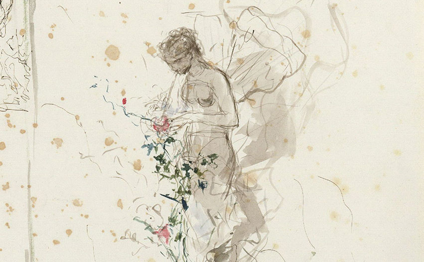 Fragment de l'Estudi per a l'aquarel·la 'La papallona', de Marià Fortuny (1838-1874) / Museu Nacional d'Art de Catalunya