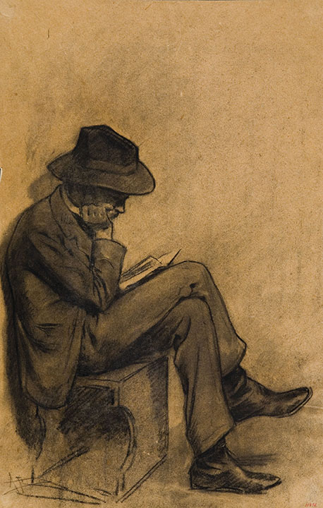 'Home llegint' (1906), dibuix d'Antoni Fabrés (1854-1938) / MNAC