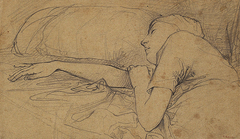 'Dona al llit que dorm" dibuix entre 1855 i 1860 de Ramon Martí i Alsina (1826-1894) / MNAC