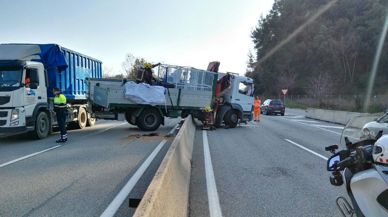 El camió accidentat aquest dimarts al migdia a la Garriga