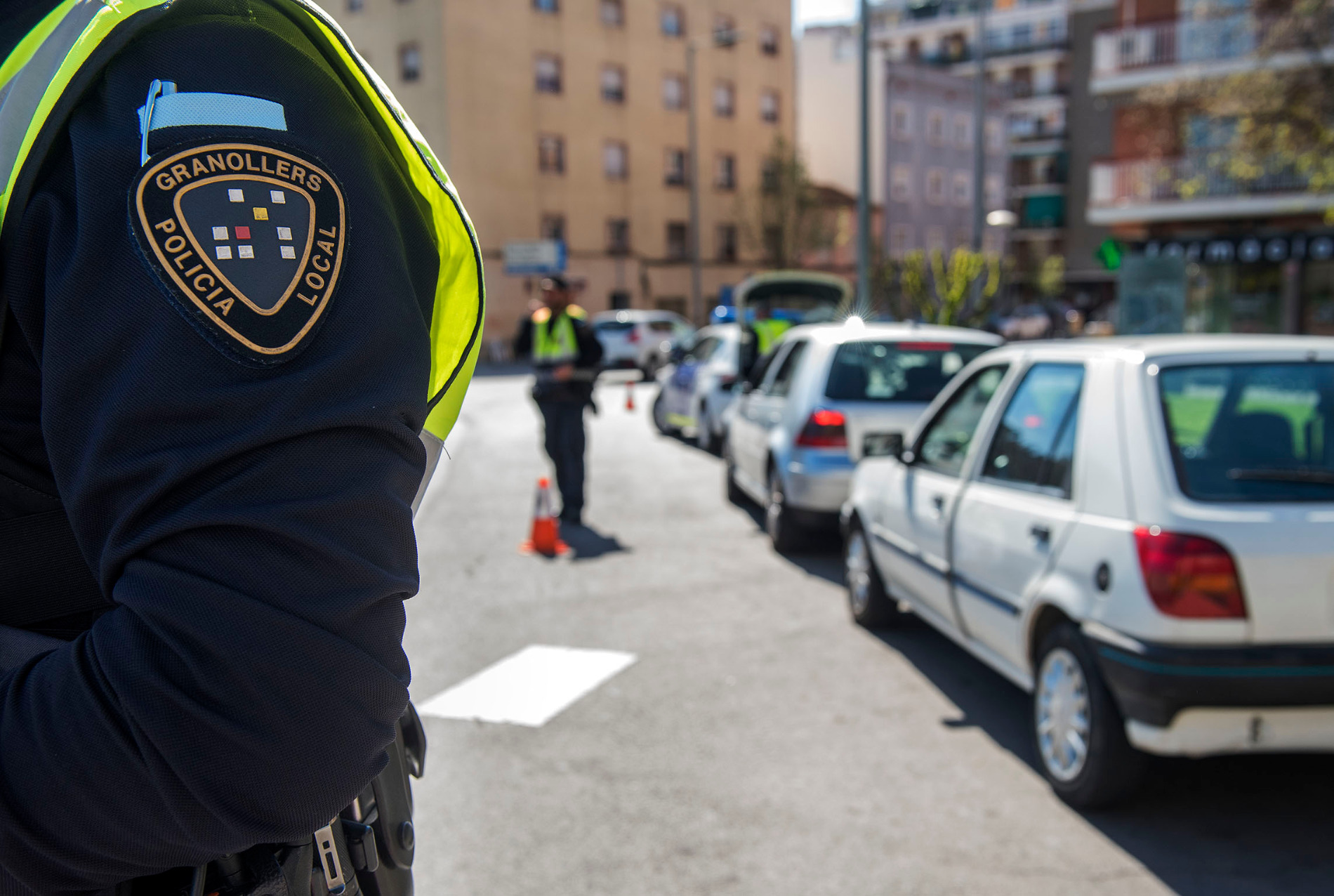 Un dels controls a la plaça Serrat i Bonastre