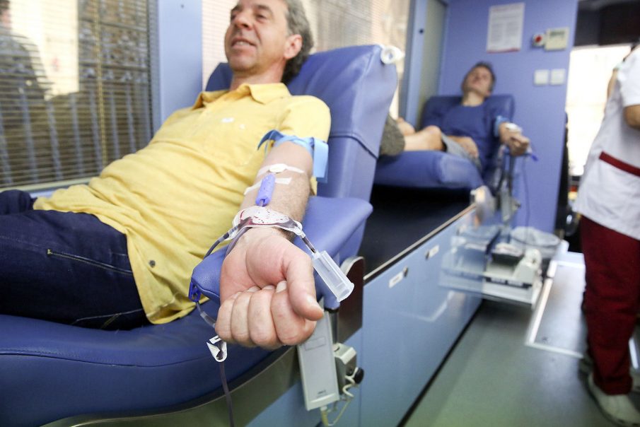 Donants de sang en una de les donacions que es fan anualment a la comarca