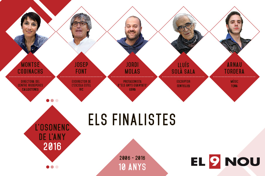 Els cinc finalistes de l'Osonenc de l'Any 2016