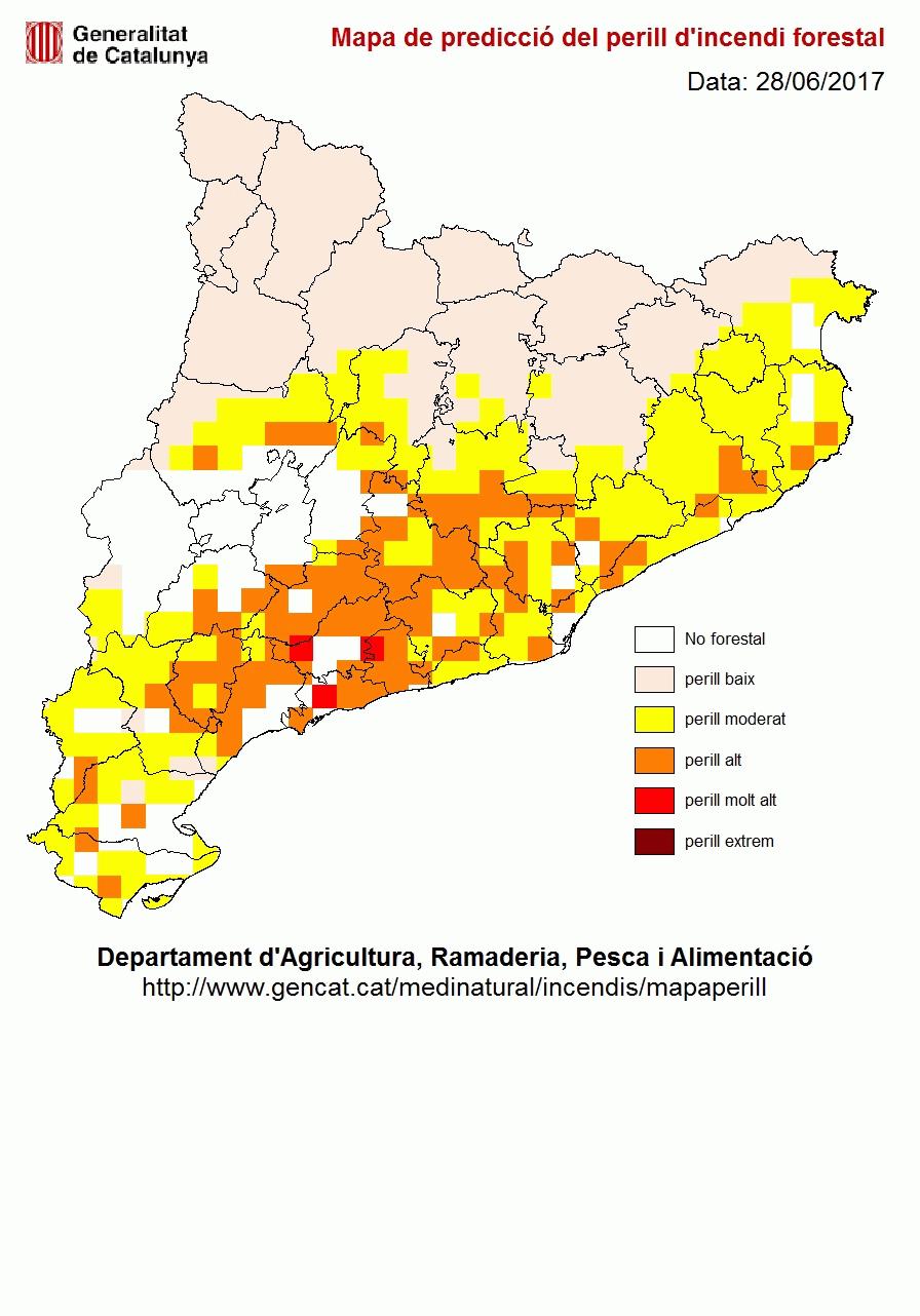 Mapa de risc per aquest dimecres al Vallès Oriental