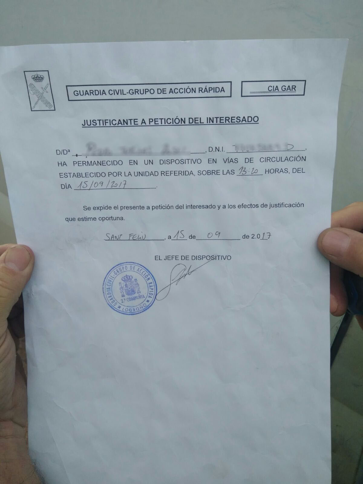 Document rebut per l'Ajuntament de Manlleu