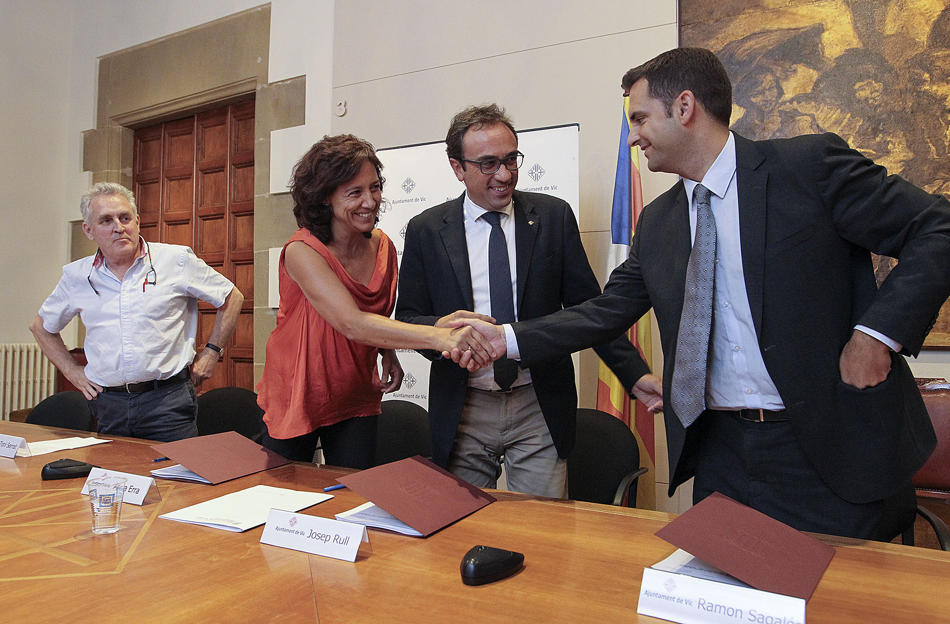 Anna Erra, Josep Rull i Ramon Sagalés van signar divendres el conveni