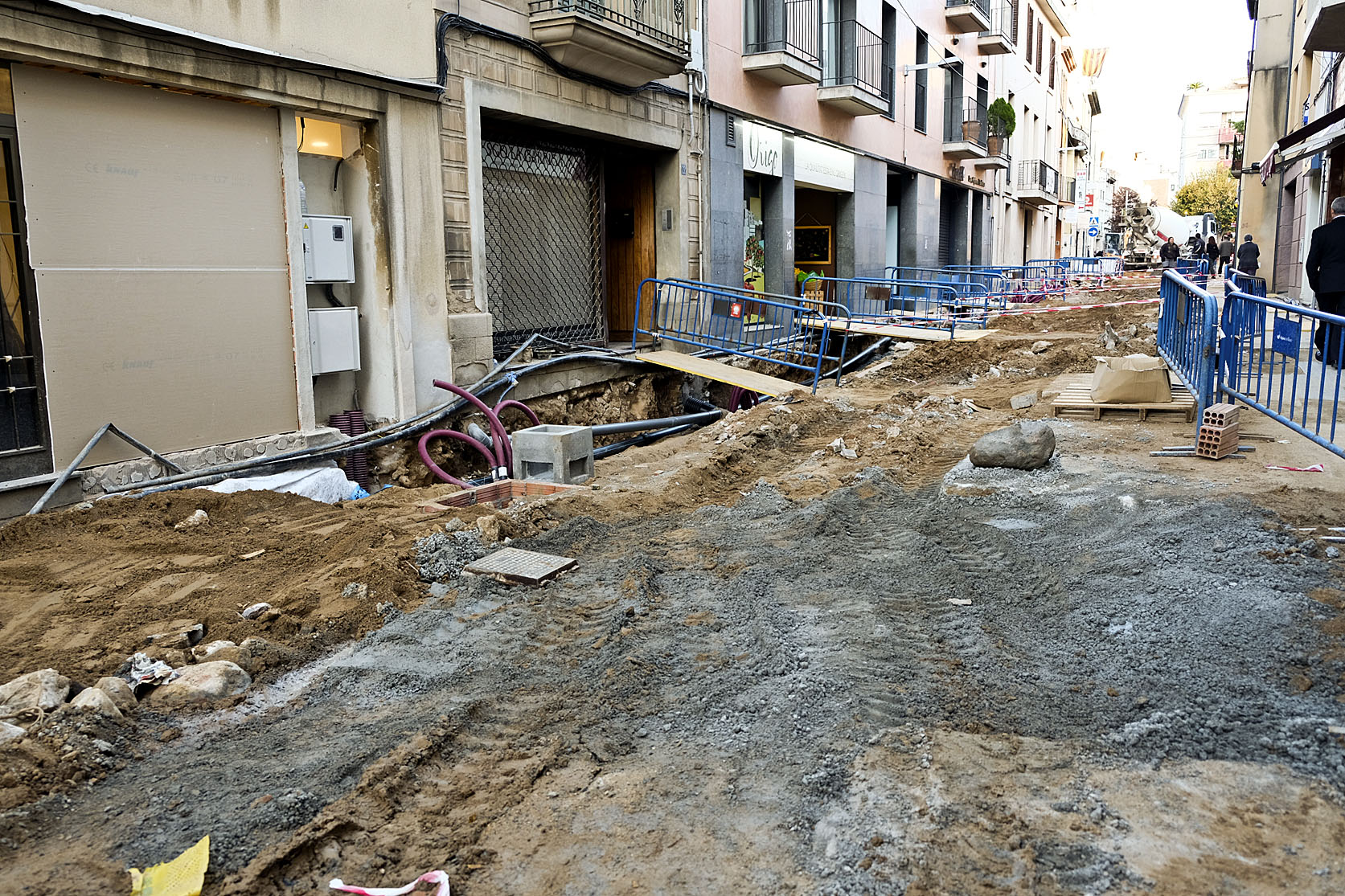 Estat actual de les obres del carrer Banys de la Garriga