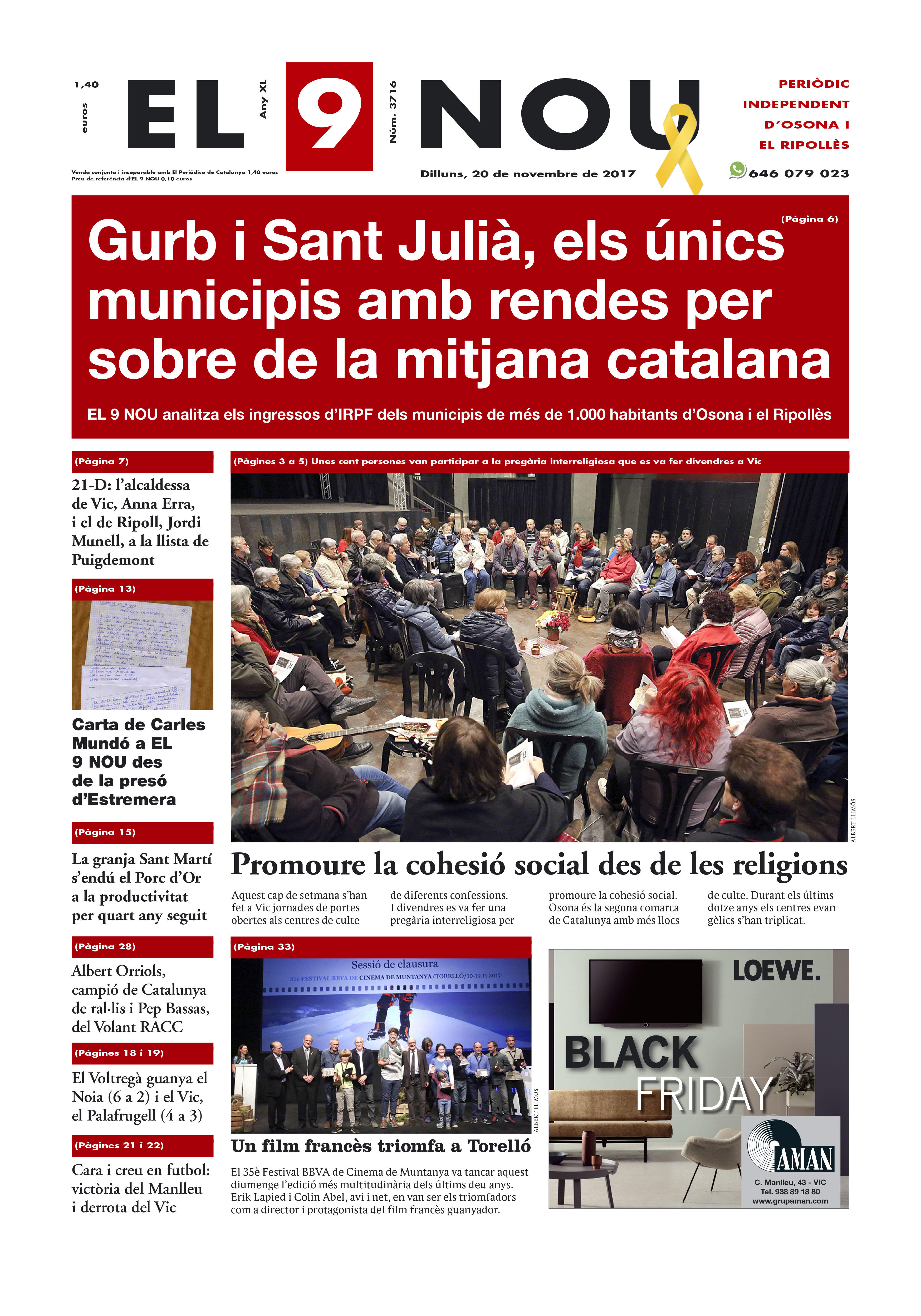 Portada EL 9 NOU d'Osona i el Ripollès 20-11-17