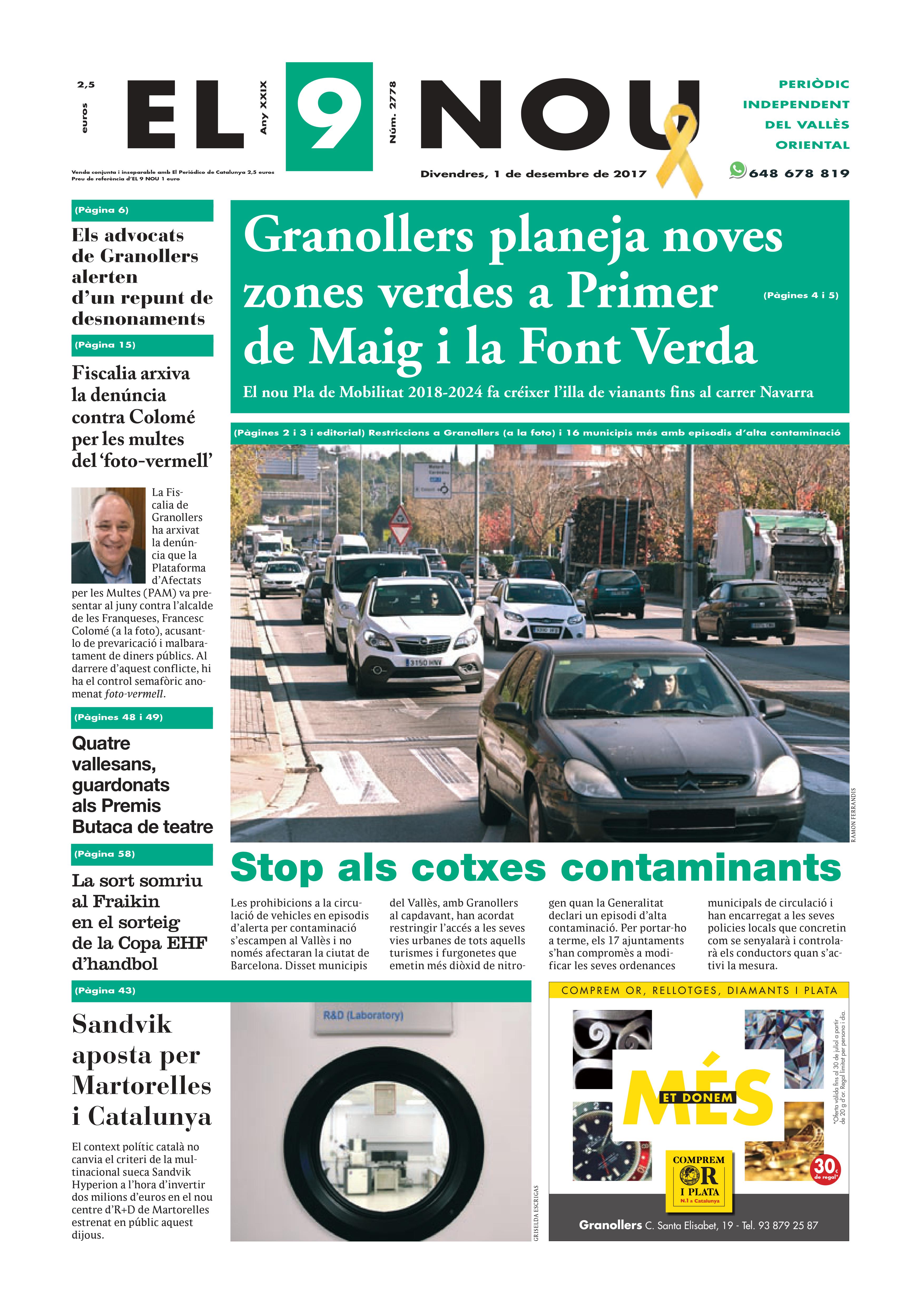 primera plana EL 9 NOU 01_12_17 Valles