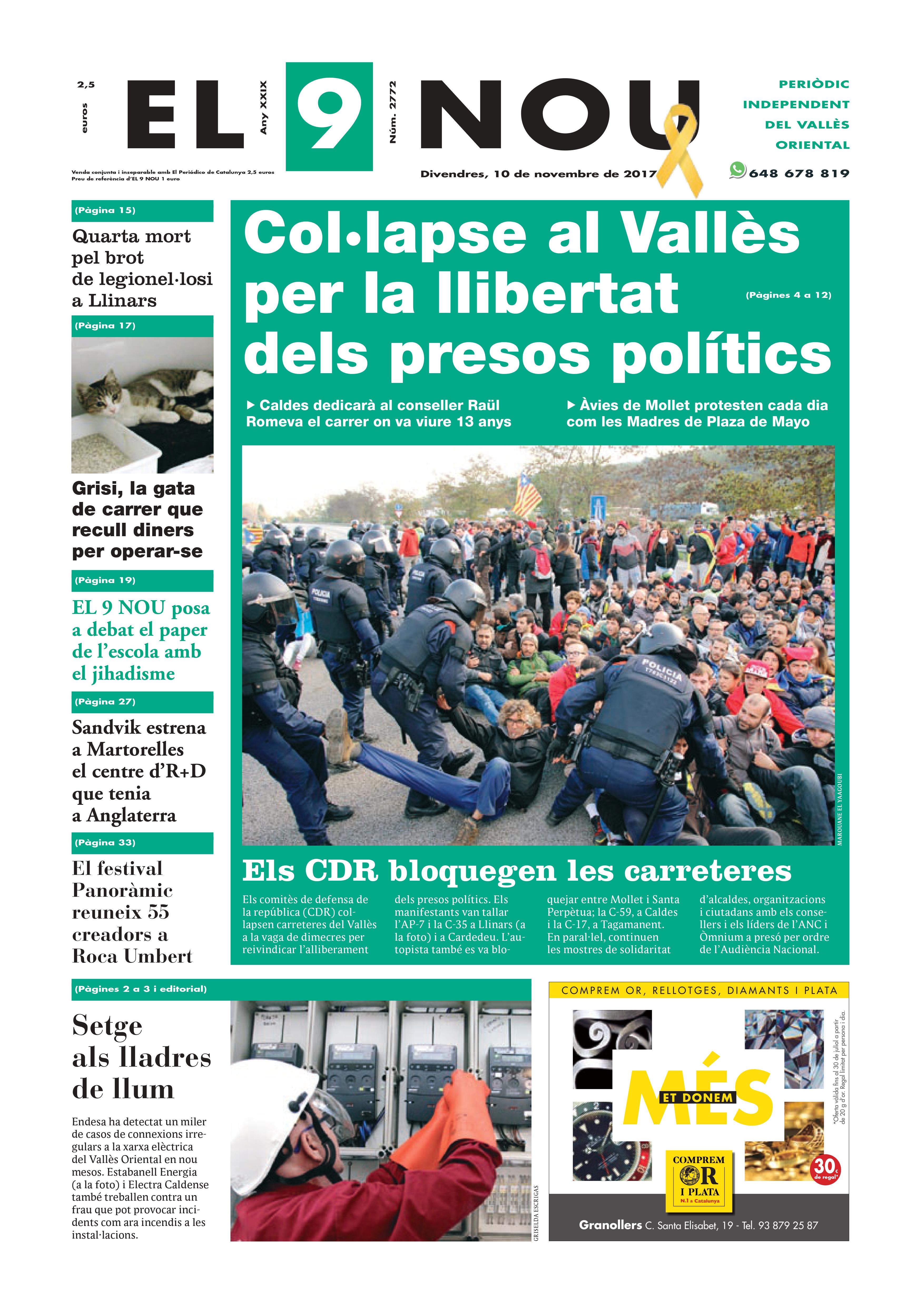 primera plana EL 9 NOU 10_11_17 Valles