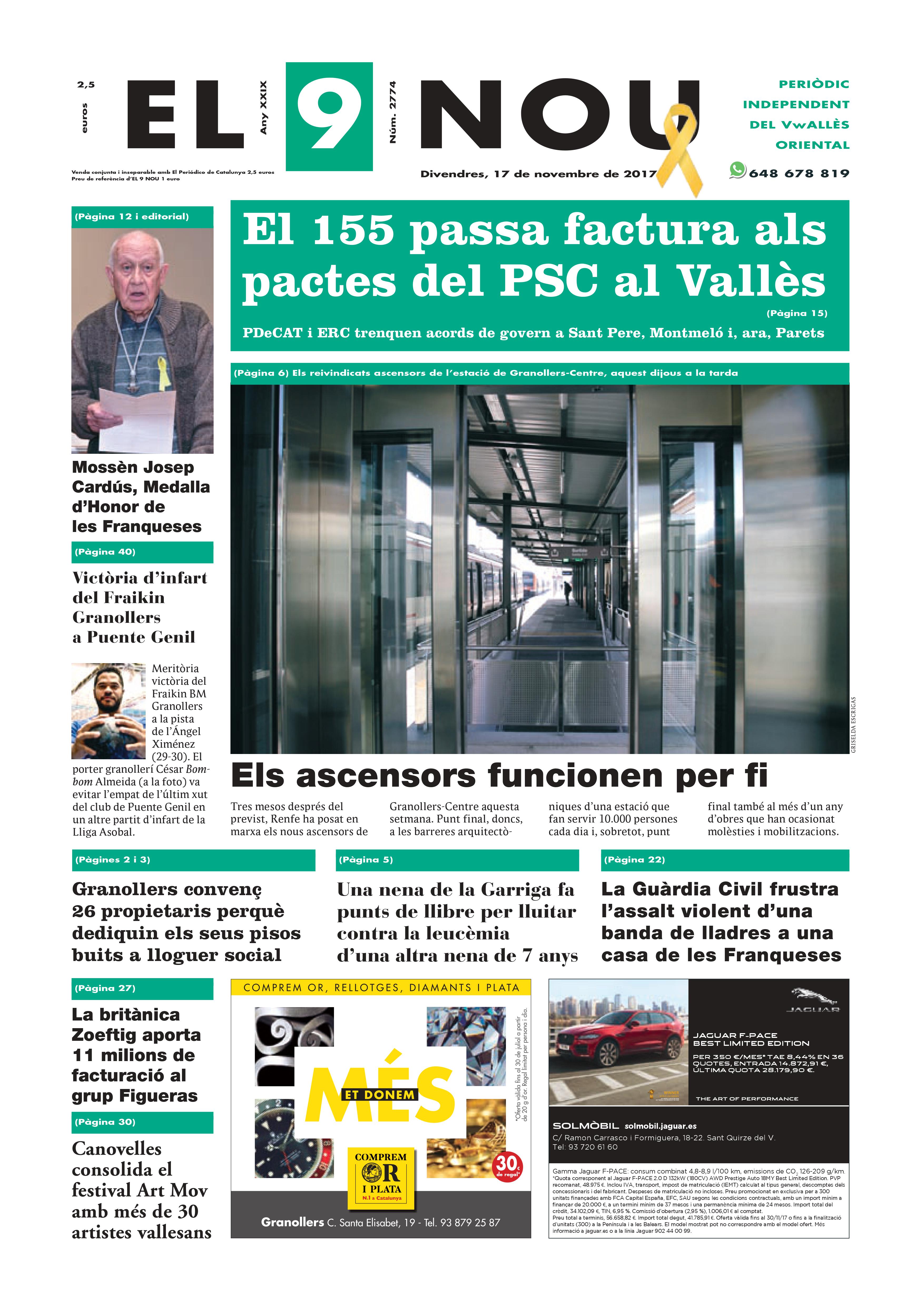 primera plana EL 9 NOU 17_11_17 Valles