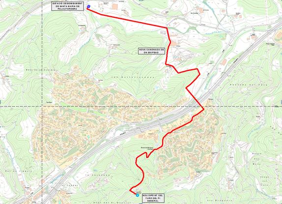 Mapa de la nova canalització de 3,4 quilòmetres per fer arribar l'aigua a Vallgorguina