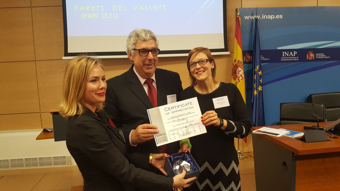 El premi a l'Ajuntament de Parets es va lliurar el dia 7 a Madrid
