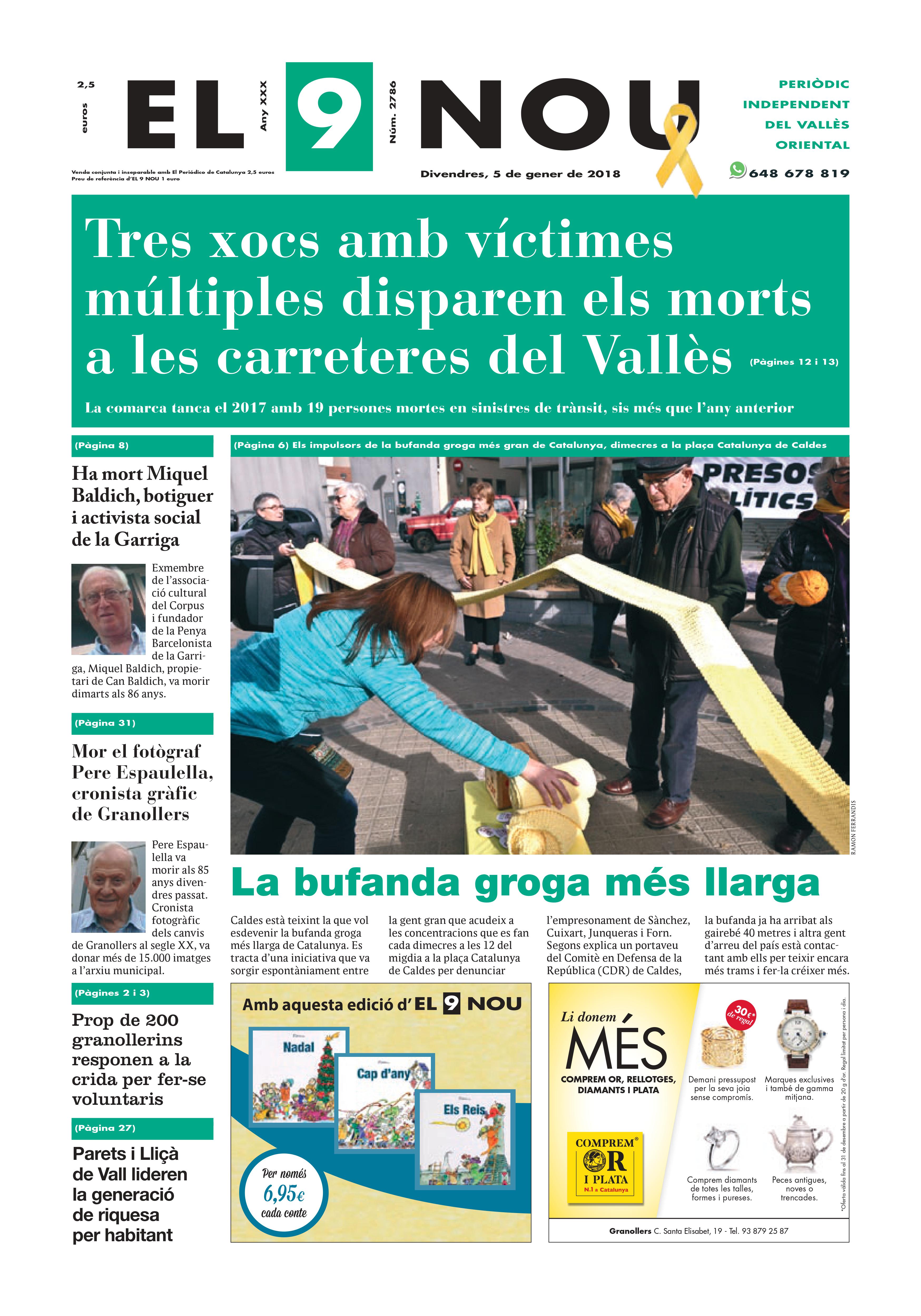 portada EL 9 NOU 05_01_18 Valles