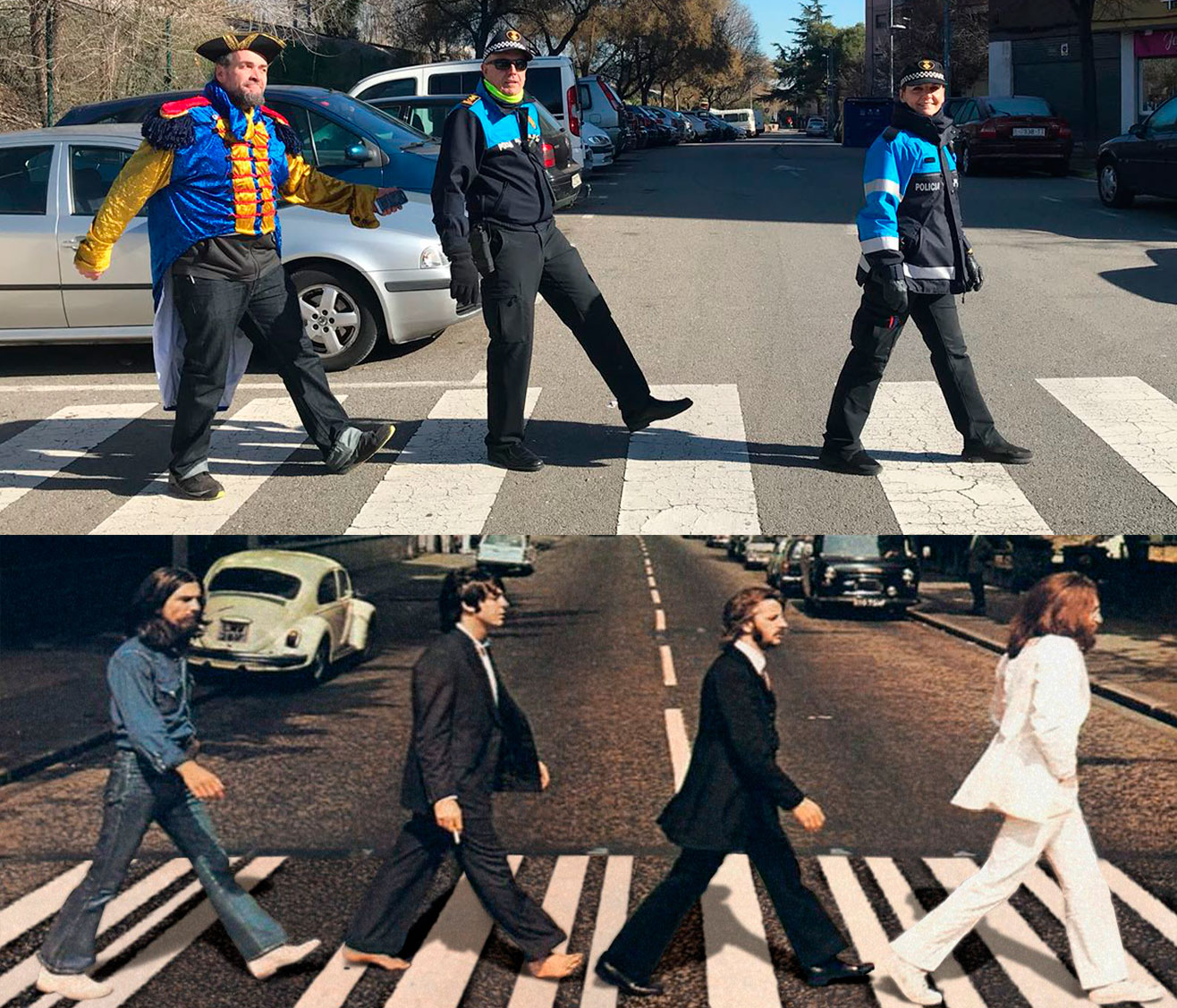 La Policia Local de Canovelles i els Beatles, fent un 'Abbbey Road'