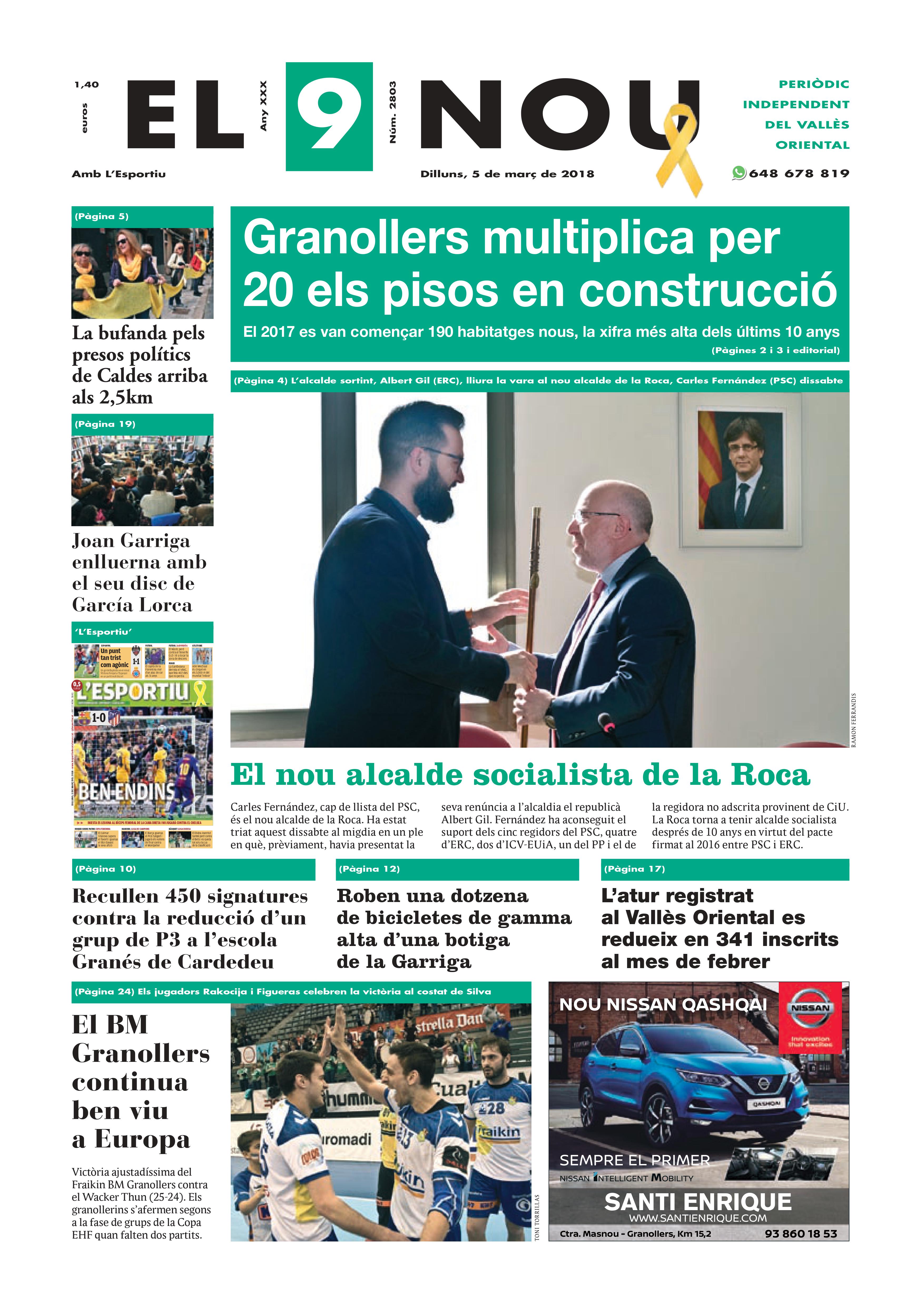 Primera plana EL 9 NOU 05_03_18 Vallès