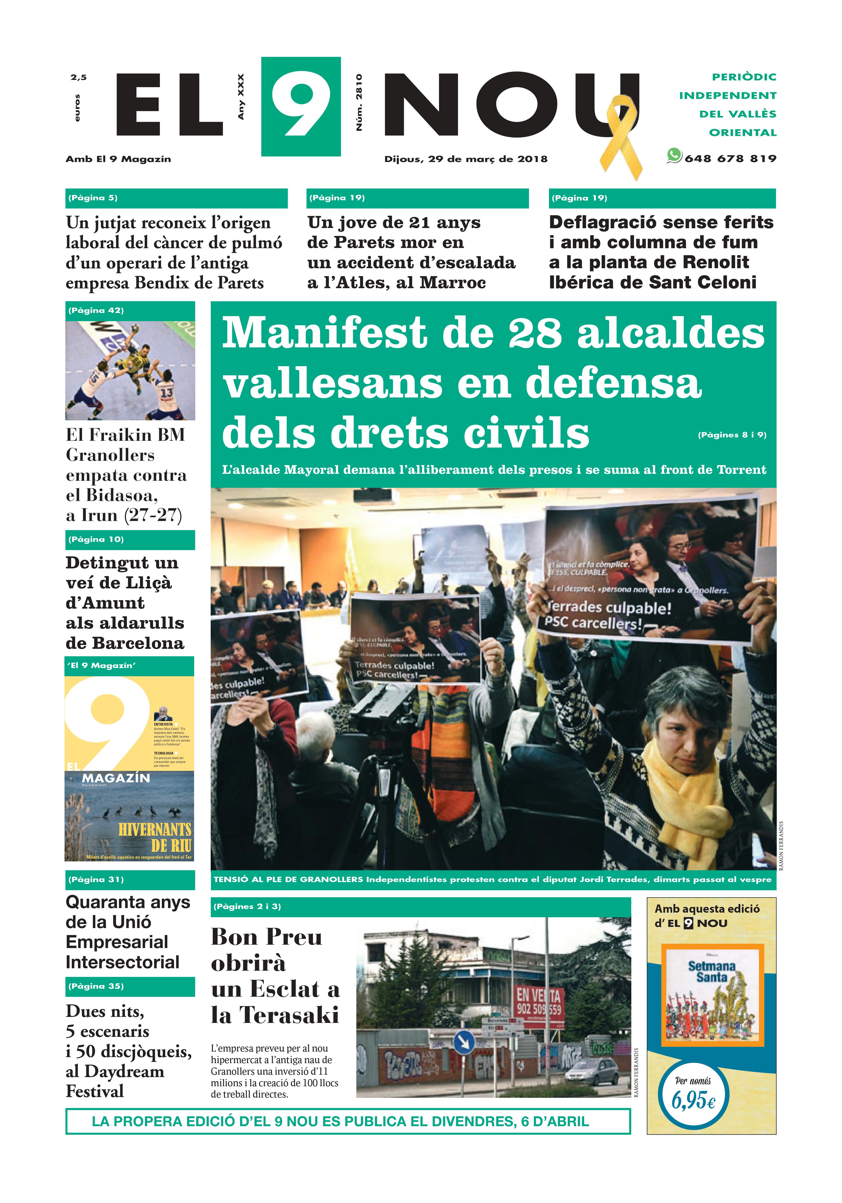 Primera plana EL 9 NOU 29_03_18 Valles
