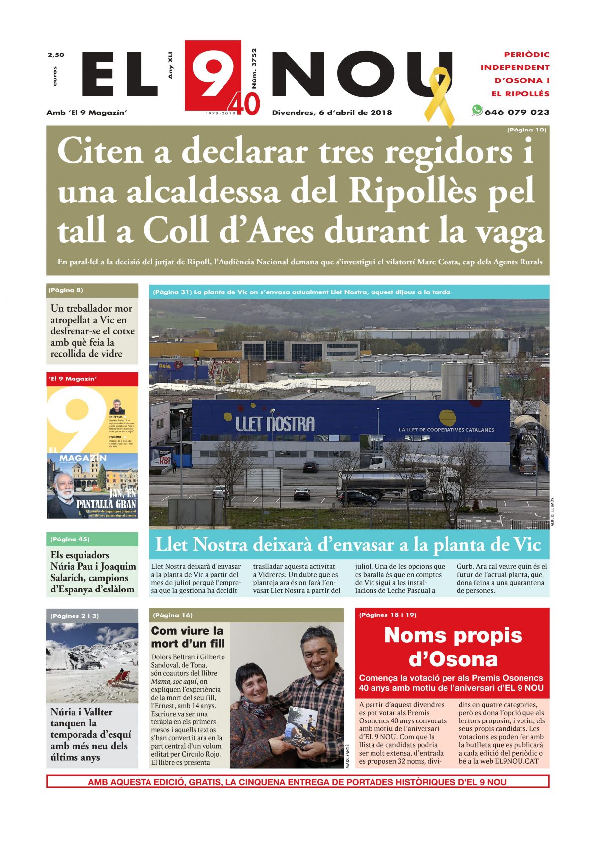 Portada del 6 d'abril de 2018