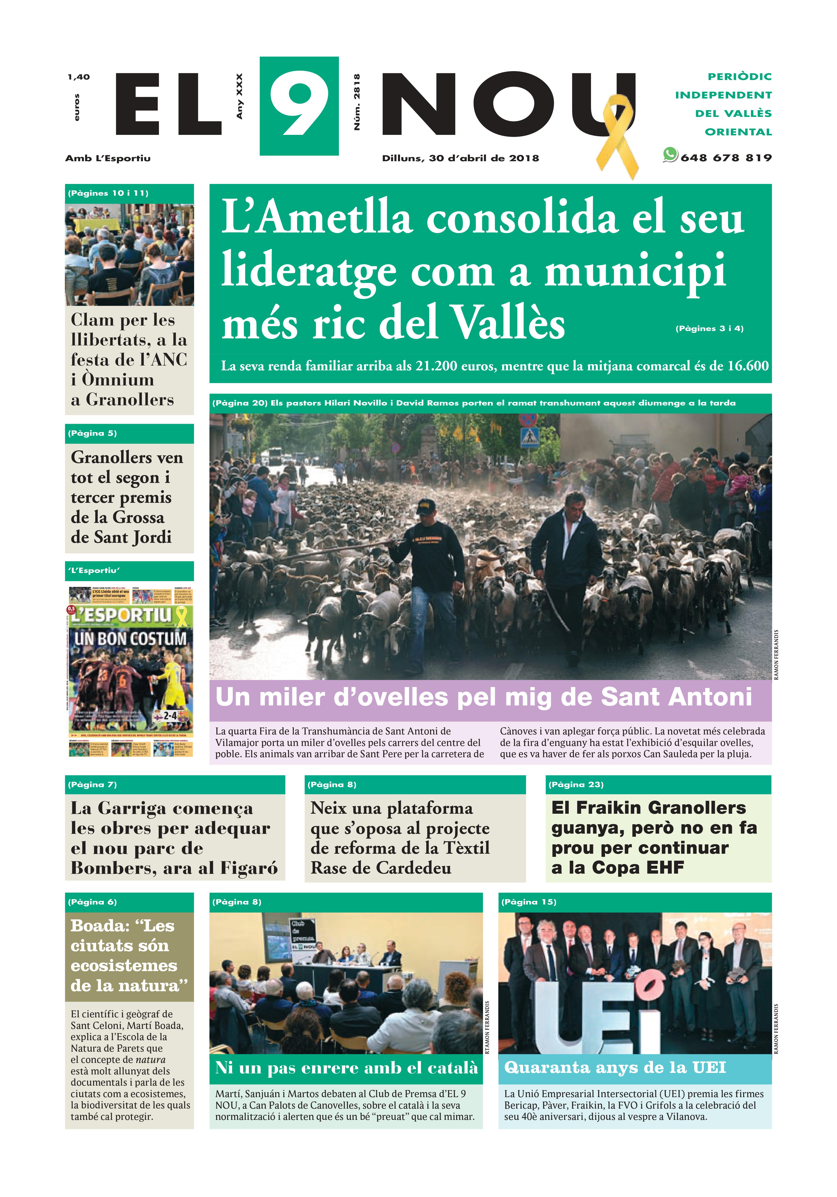Primera plana EL 9 NOU 30_04_18 Vallès