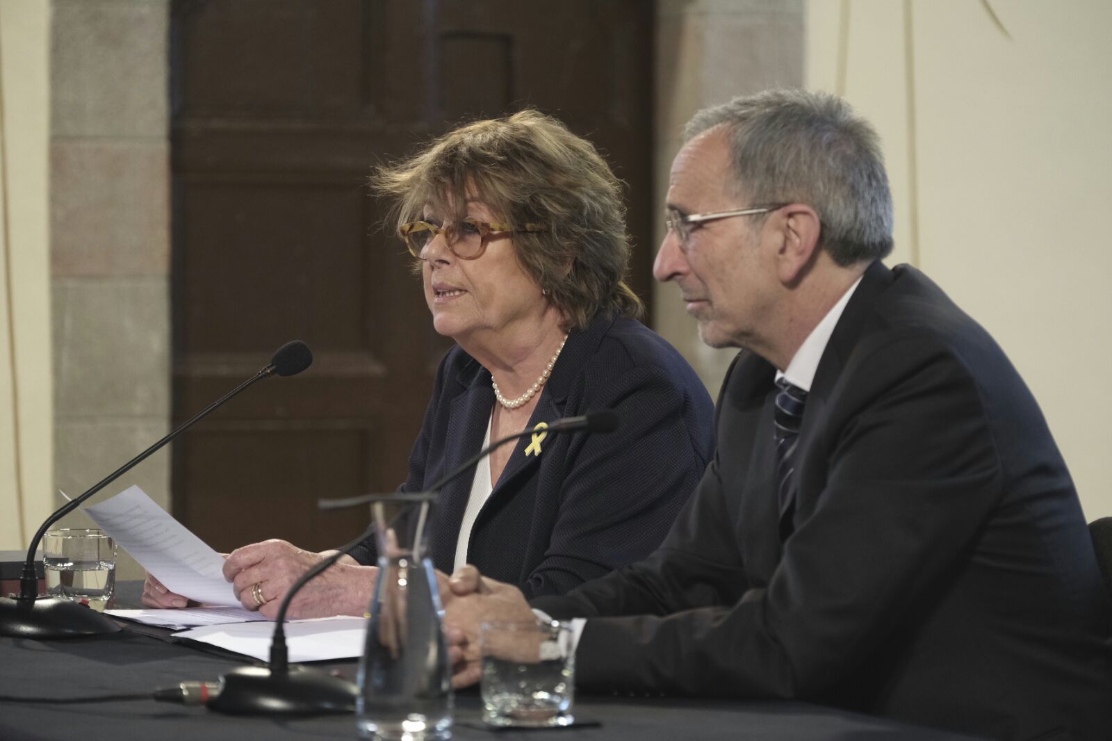 Roser Soldevila amb l'alcalde, Josep Mayoral, durant el pregó d'aquest dimarts