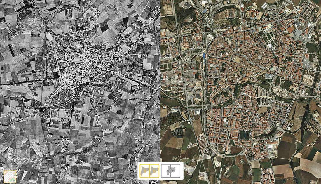 Mapa de Vic. Comparat el 1945 amb l'actualitat