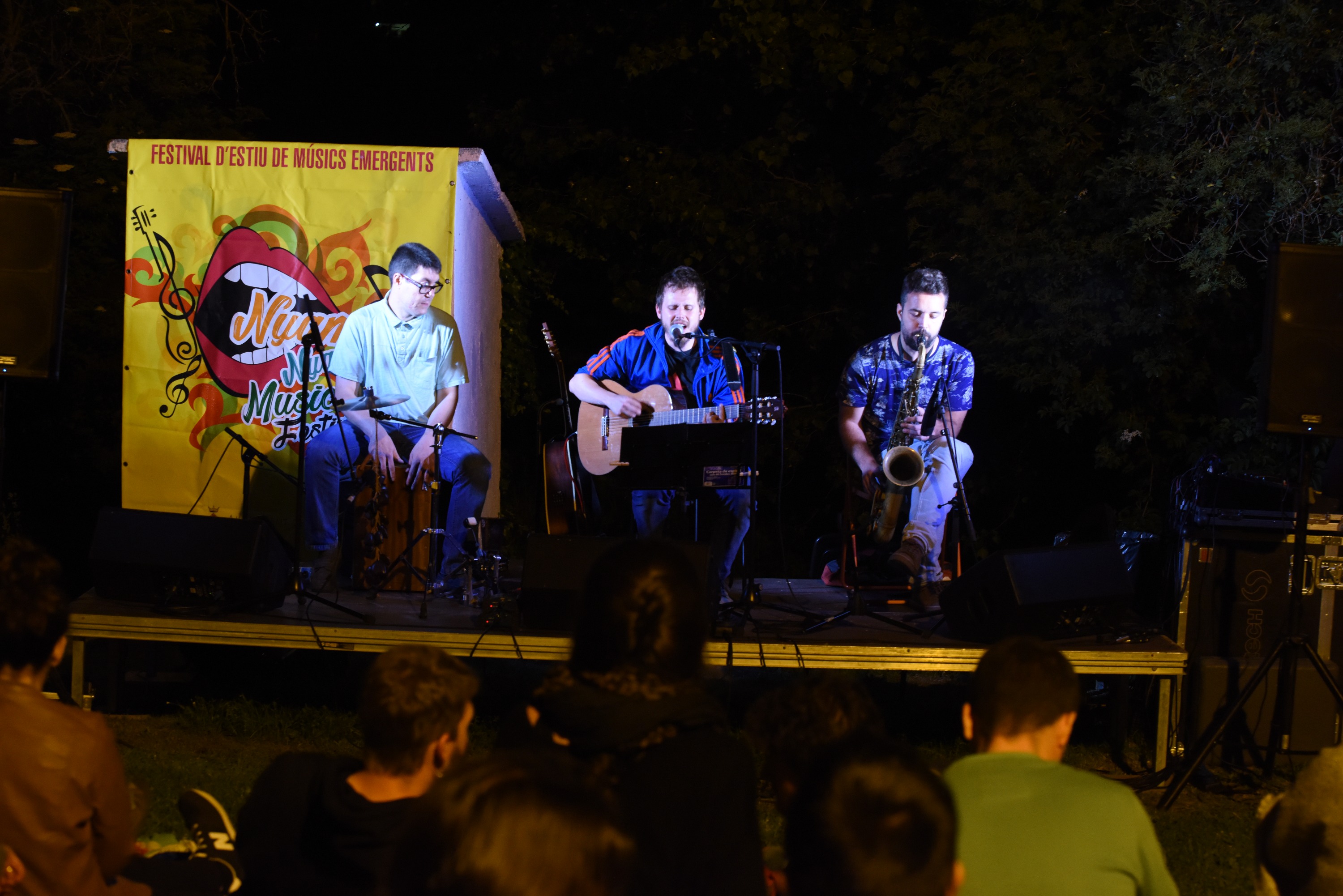 David Viñolas, Jordi Ginesta i David Nuri en l'últim concert del Nyam Nyam Músic Festival