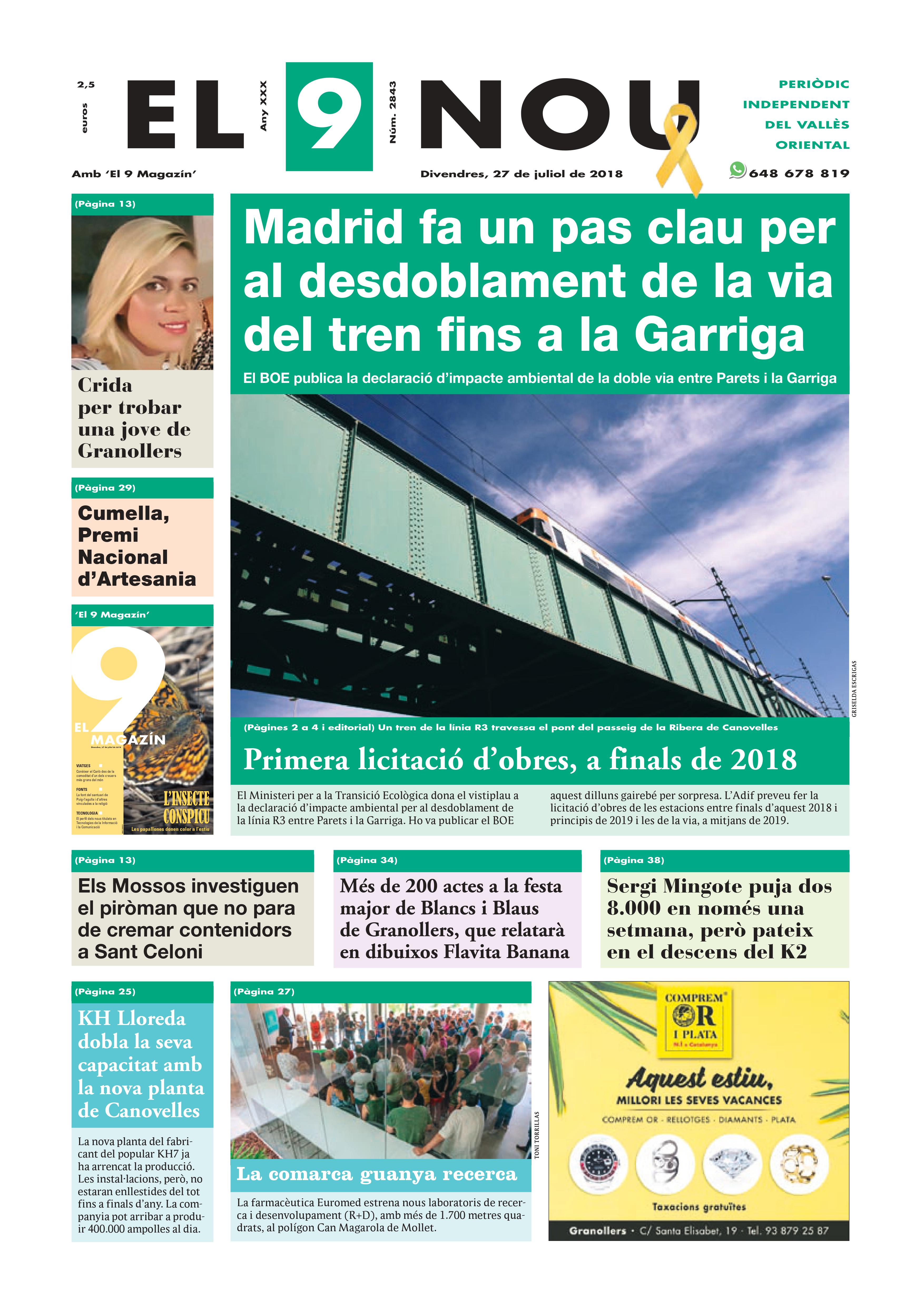Primera plana EL 9 NOU 27_07_18 Vallès