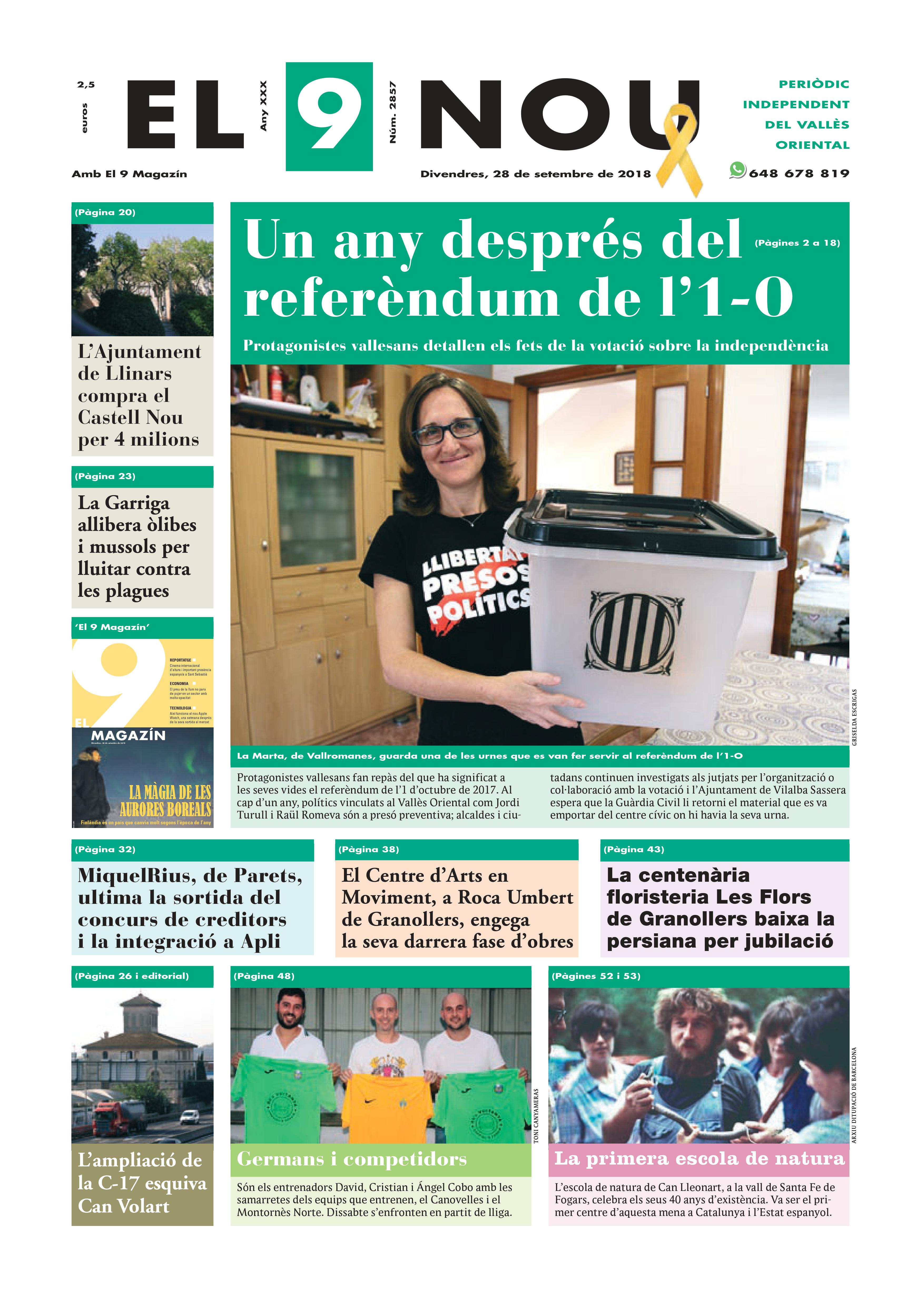 Primera plana EL 9 NOU 28_09_18 Vallès