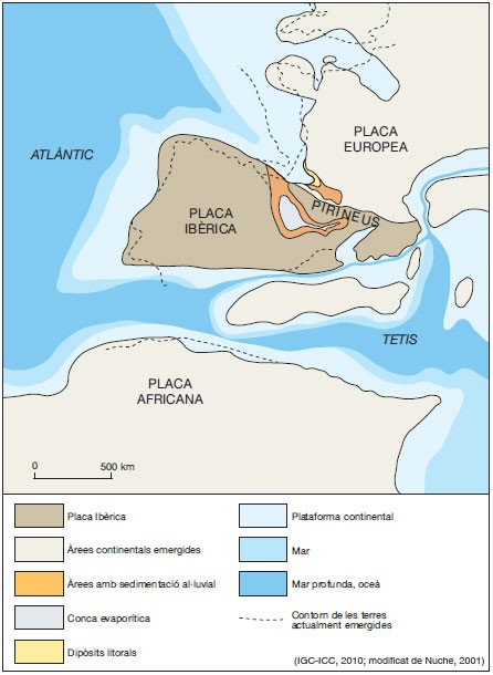 Mapa del mar que ocupava Osona fa milions d'anys