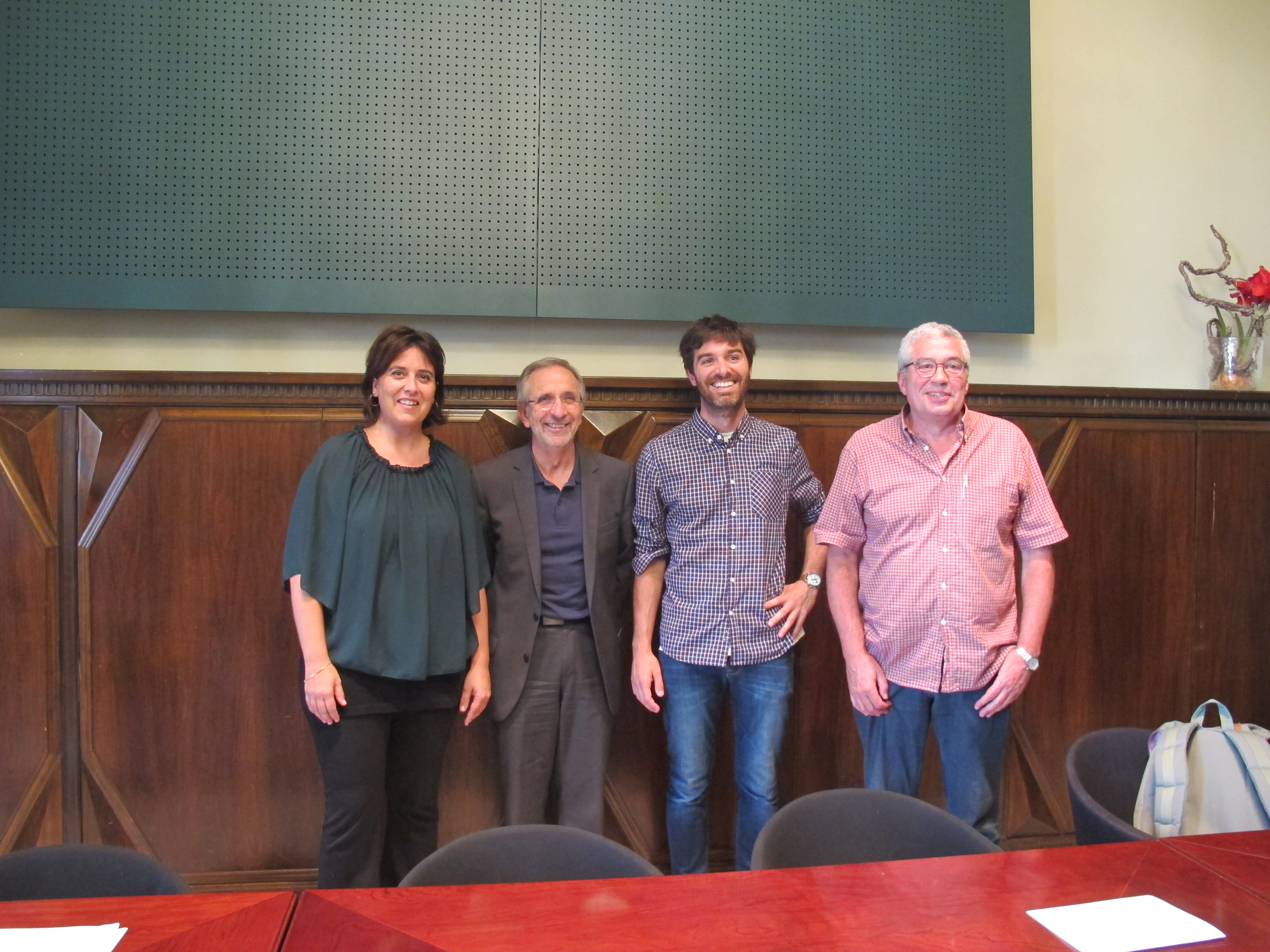 Mònica Oliveres, Josep Mayoral, Martí Pujadas i Ricard Caussa en la presentació del nou projecte