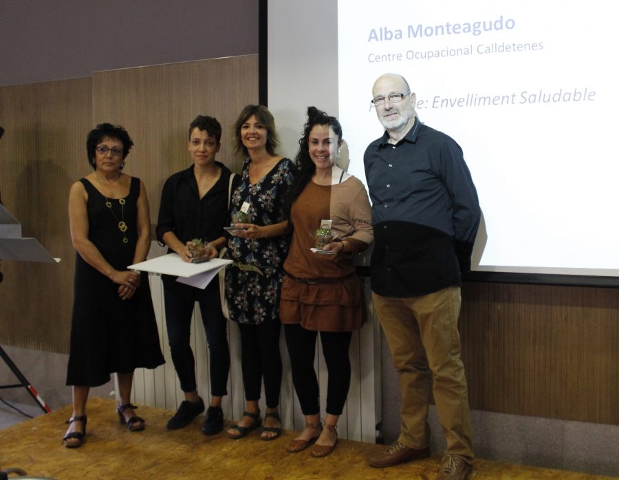 M. Àngels Manchón, Alba Monteagudo, guanyadora; Laia Gurt i Eva Roca, finalistes; i Toni Ramírez, president de Sant Tomàs