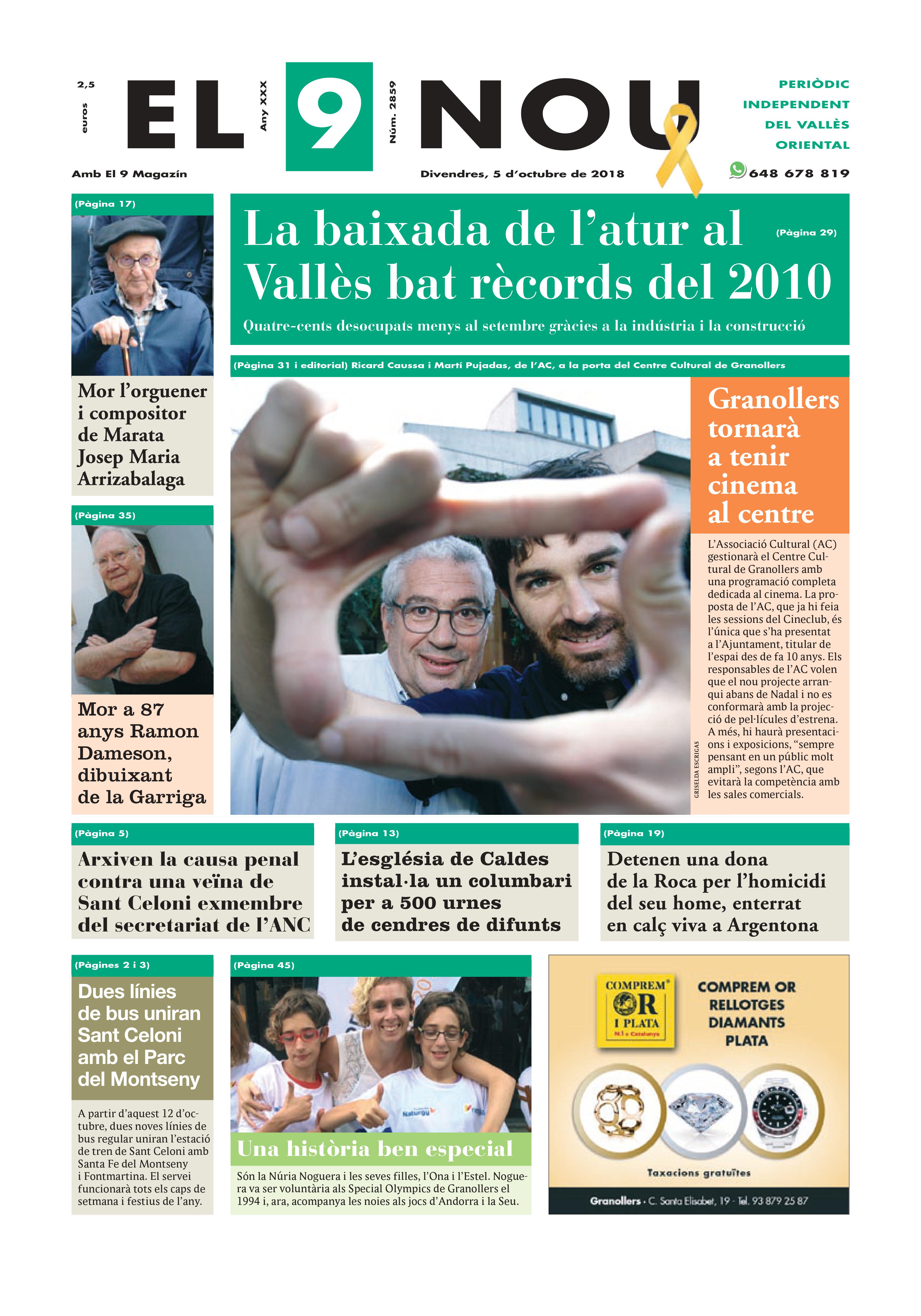 Primera plana EL 9 NOU 05_10_18 Vallès