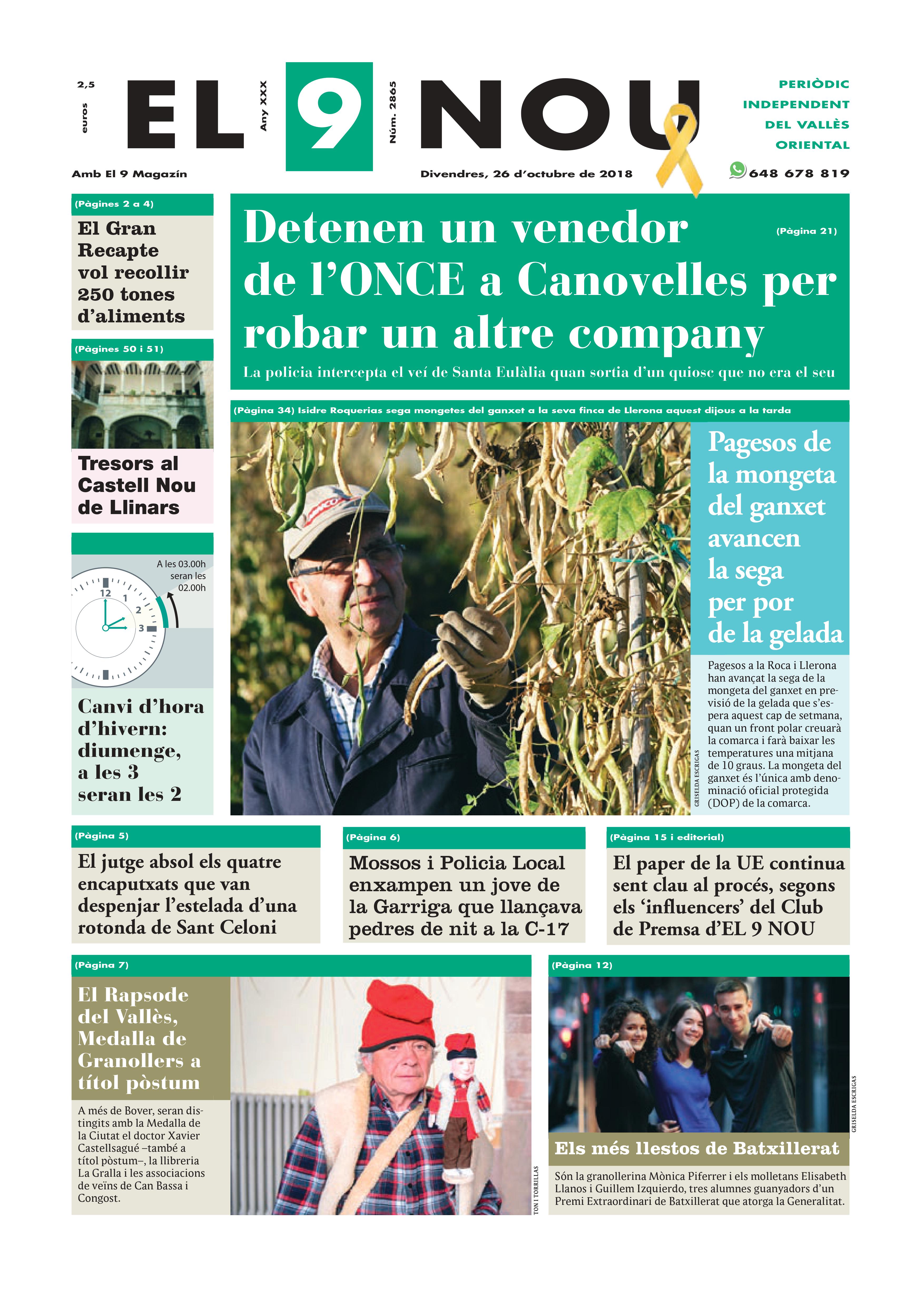 Primera plana EL 9 NOU 26_10_18 Vallès