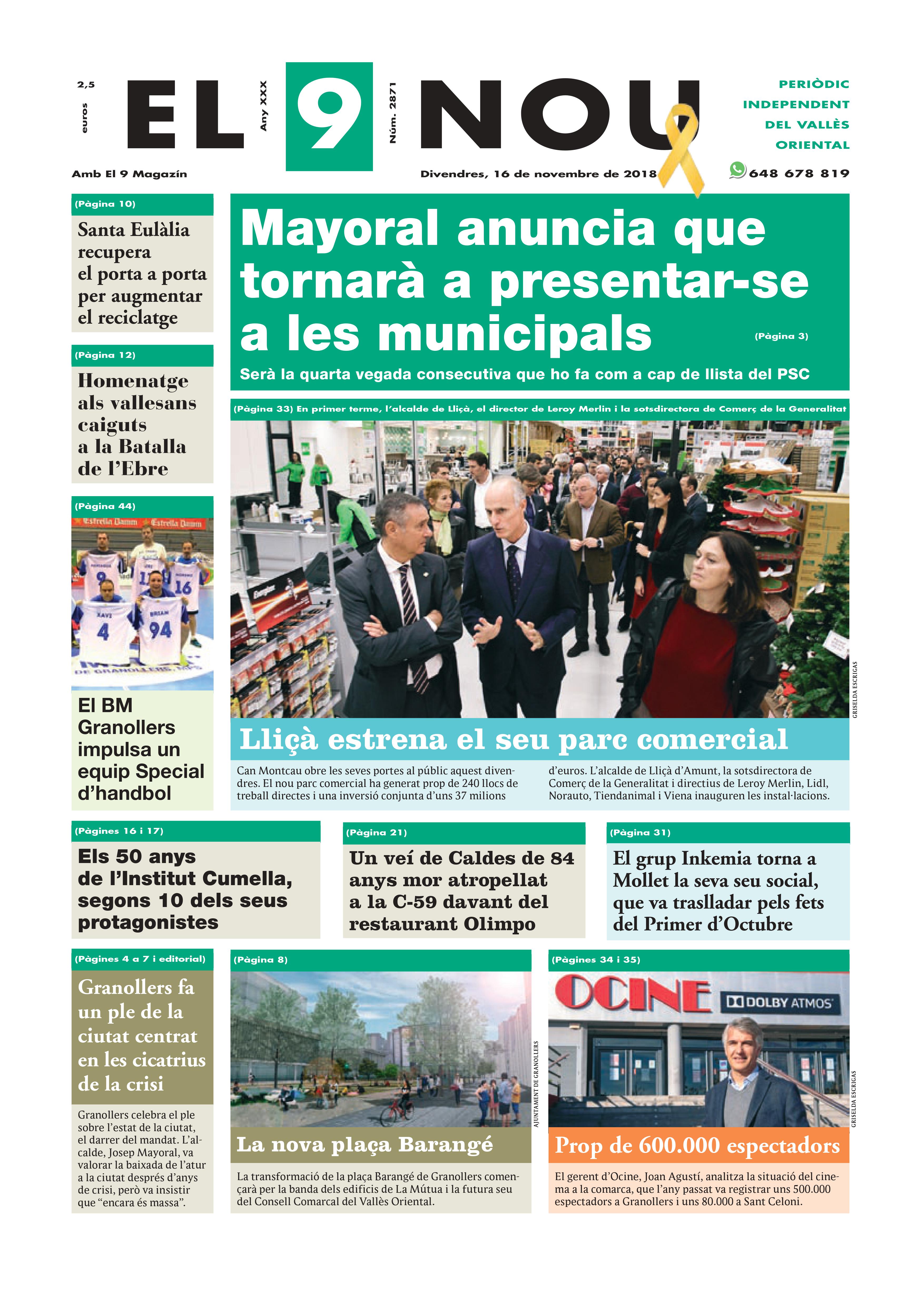 Primera plana EL 9 NOU 16_11_18 Vallès