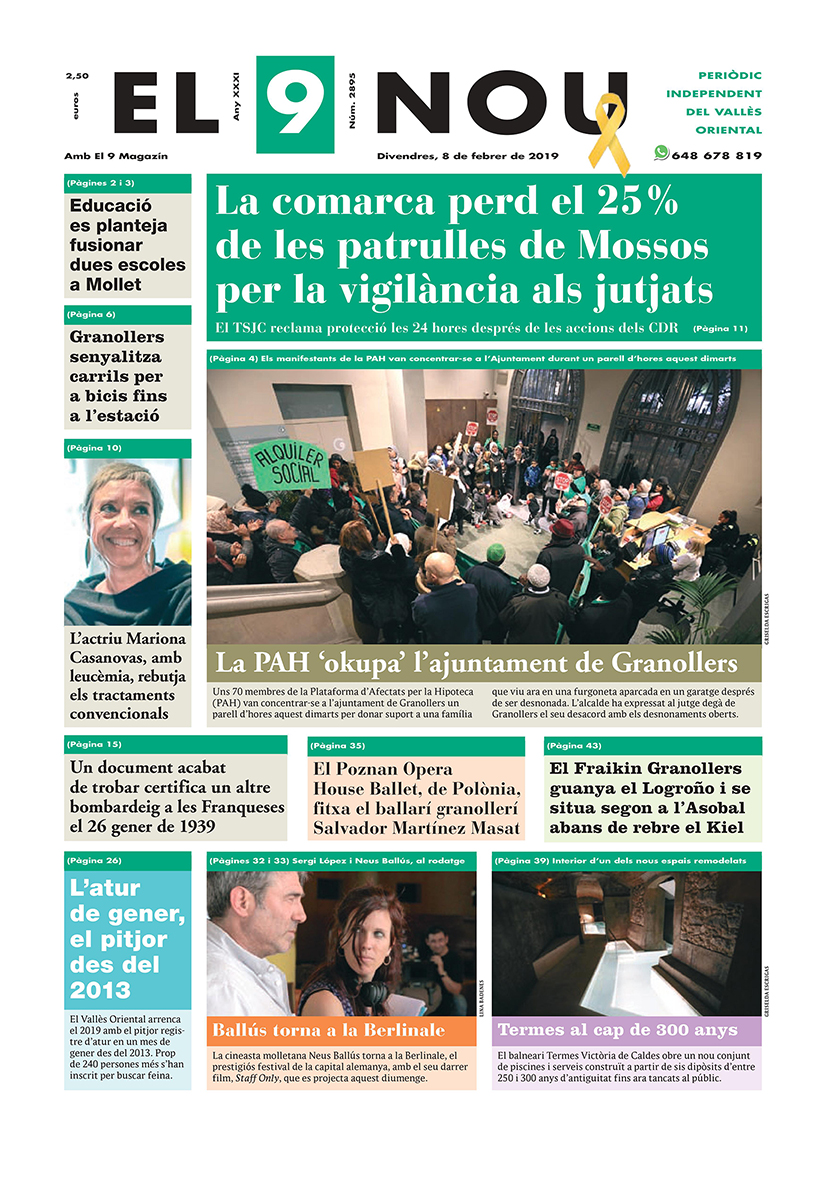 Primera plana EL 9 NOU 08_02_19 Vallès_