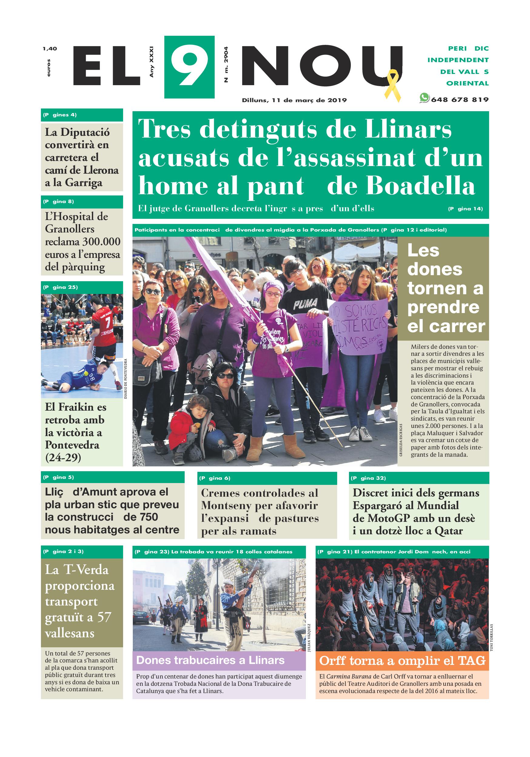 Primera plana EL 9 NOU 11_03_19 Vallès