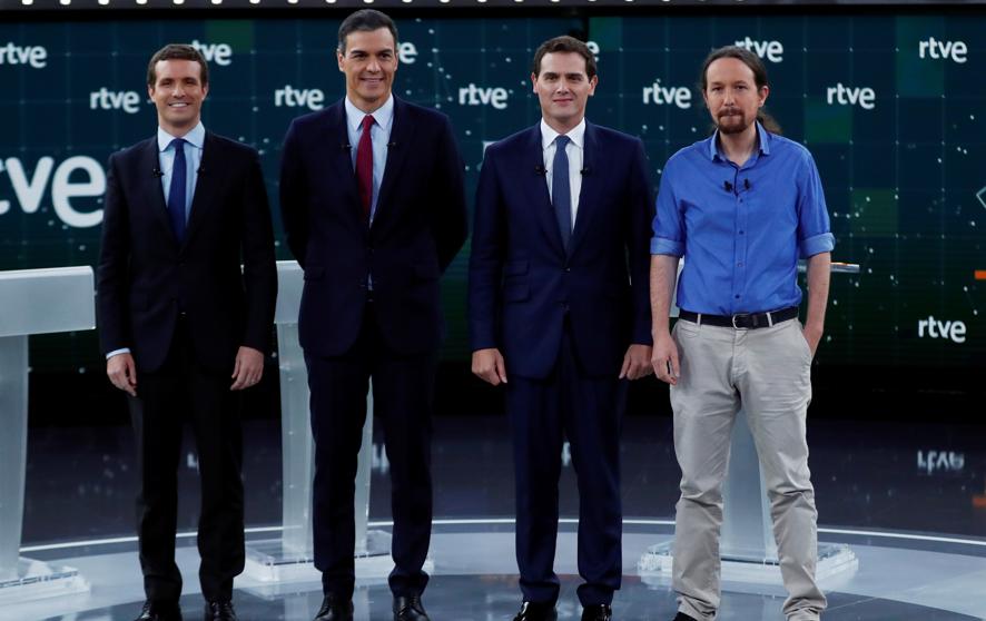 Casado, Sánchez, Rivera i Iglesias, al debat de TVE