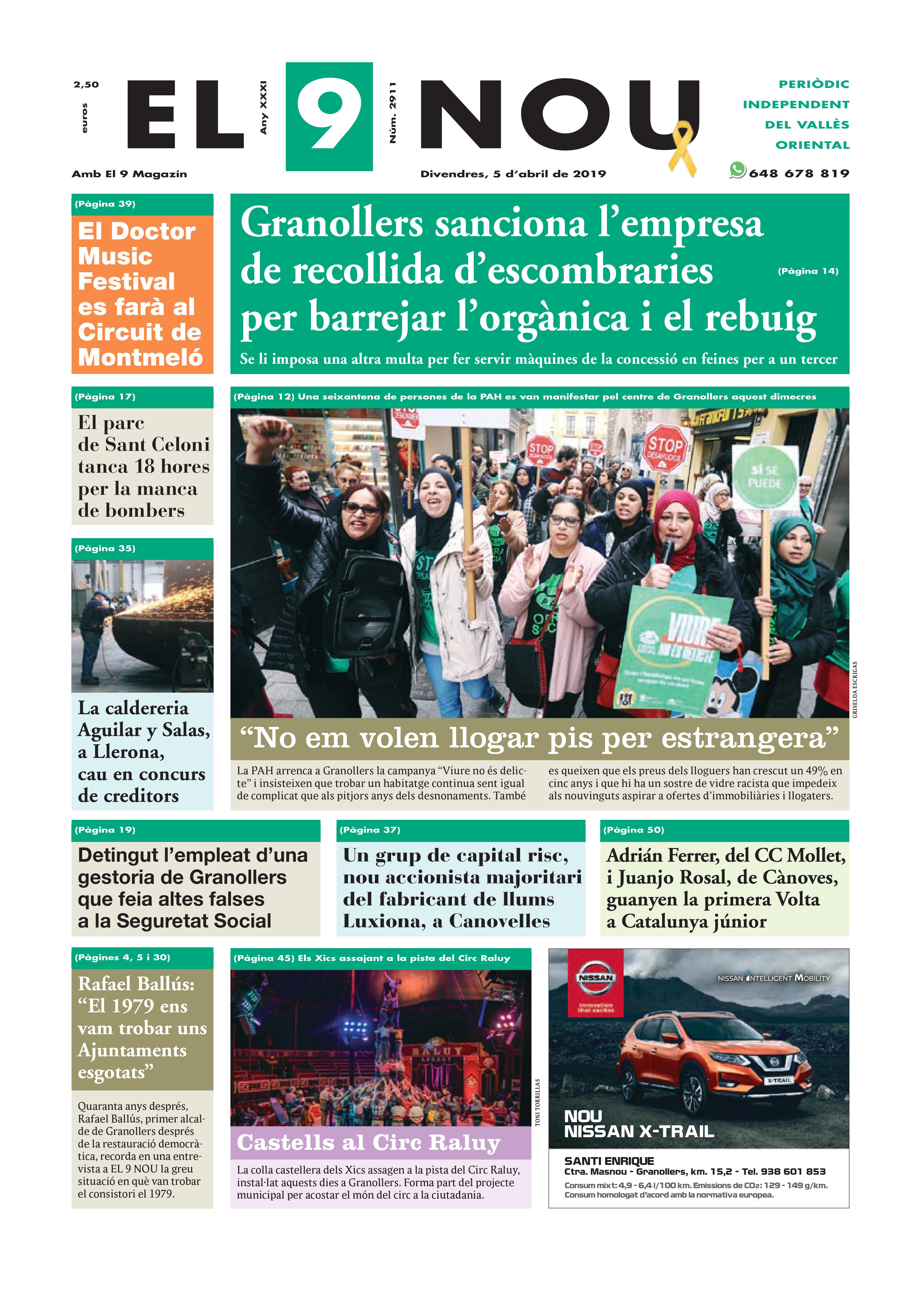 Primera plana EL 9 NOU 05_04_19 Vallès
