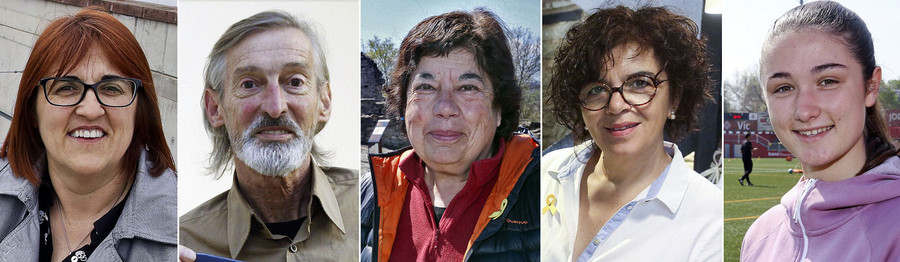 D'esquerra a dreta, Montse Ayats, Carles Furriols, Imma Ollich, Carme Torrents i Bruna Vilamala