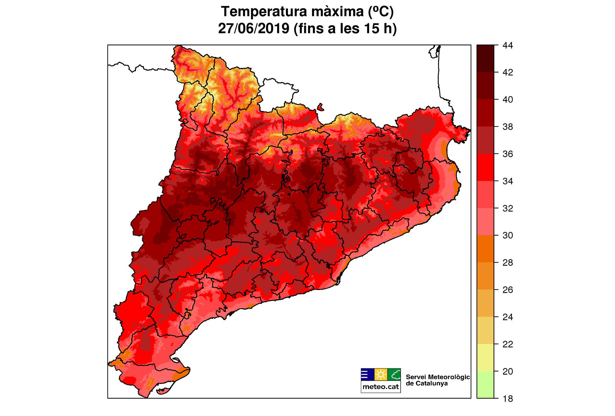Mapa de les temperatures a Catalunya
