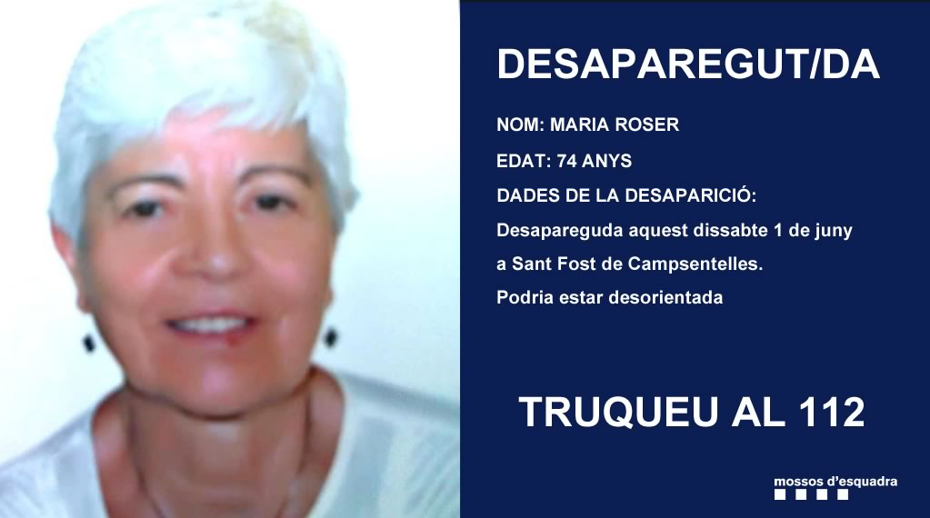 Els Mossos han fet una crida per trobar la Maria Rosa