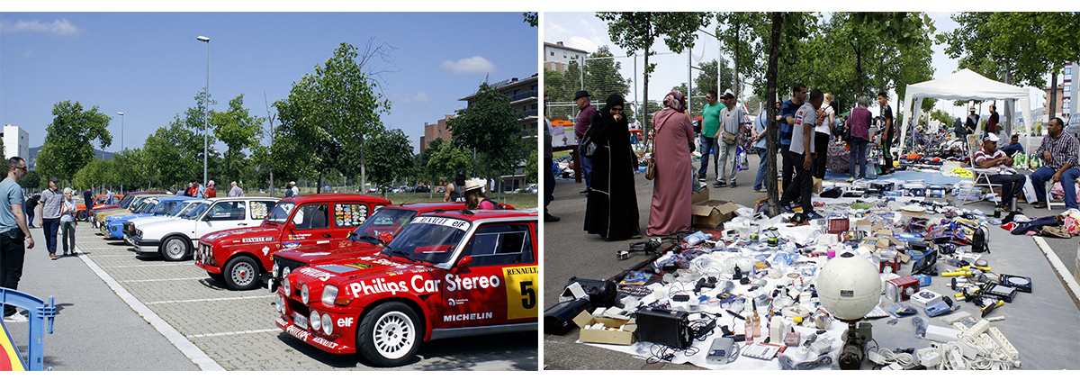 Imatges de la trobada de cotxes clàssics i del mercat del trasto