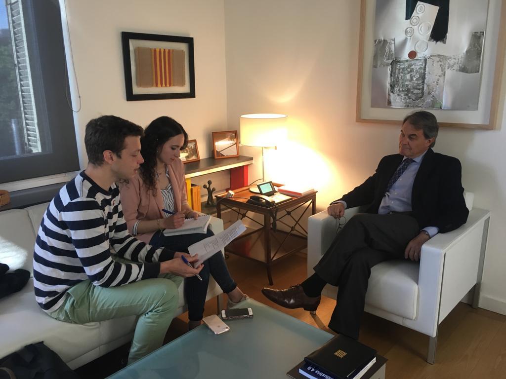 El president Artur Mas, en un moment de l'entrevista amb els estudiants de la UVic-UCC
