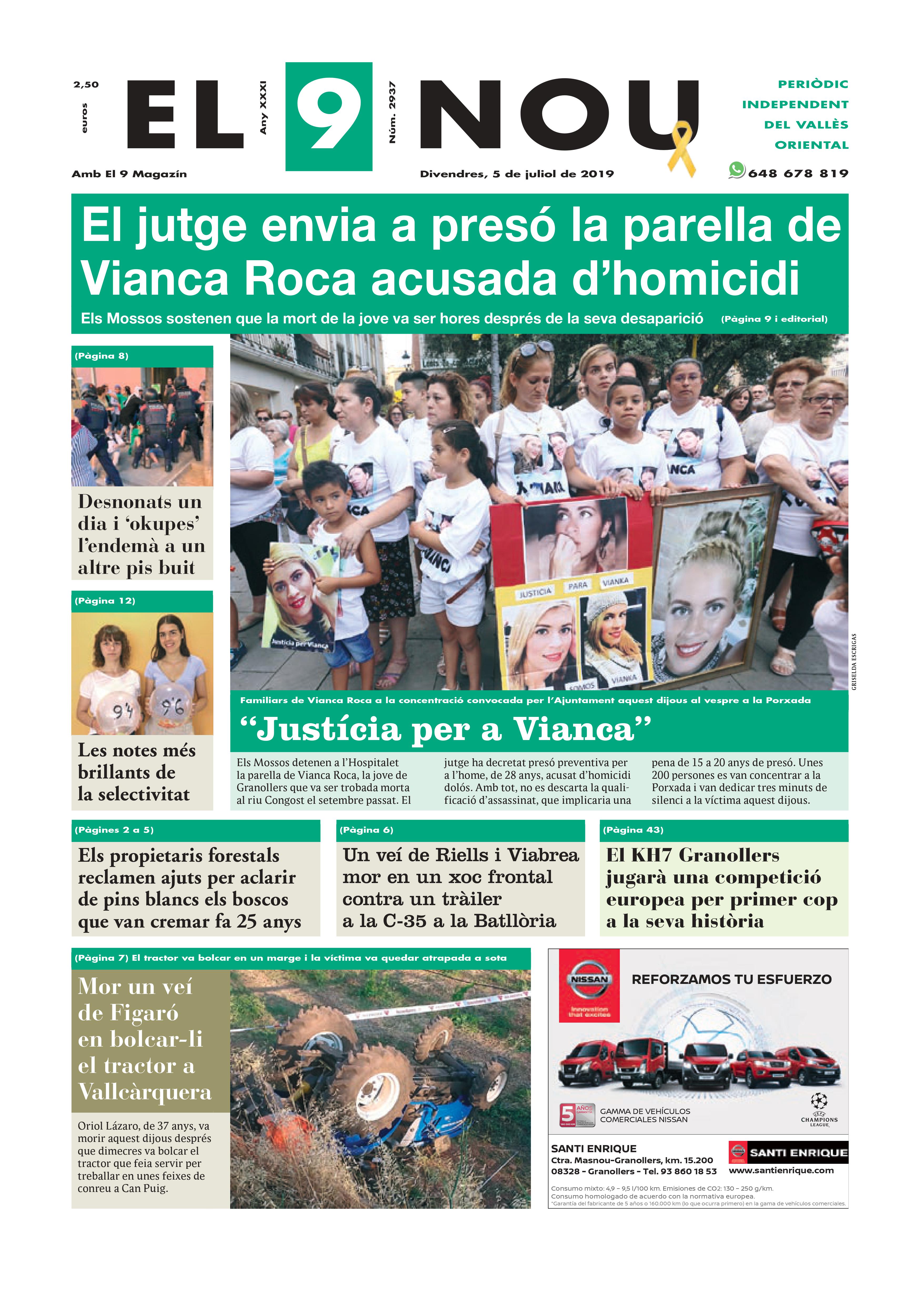 Primera Plana EL 9 NOU 05_07_19 Vallès