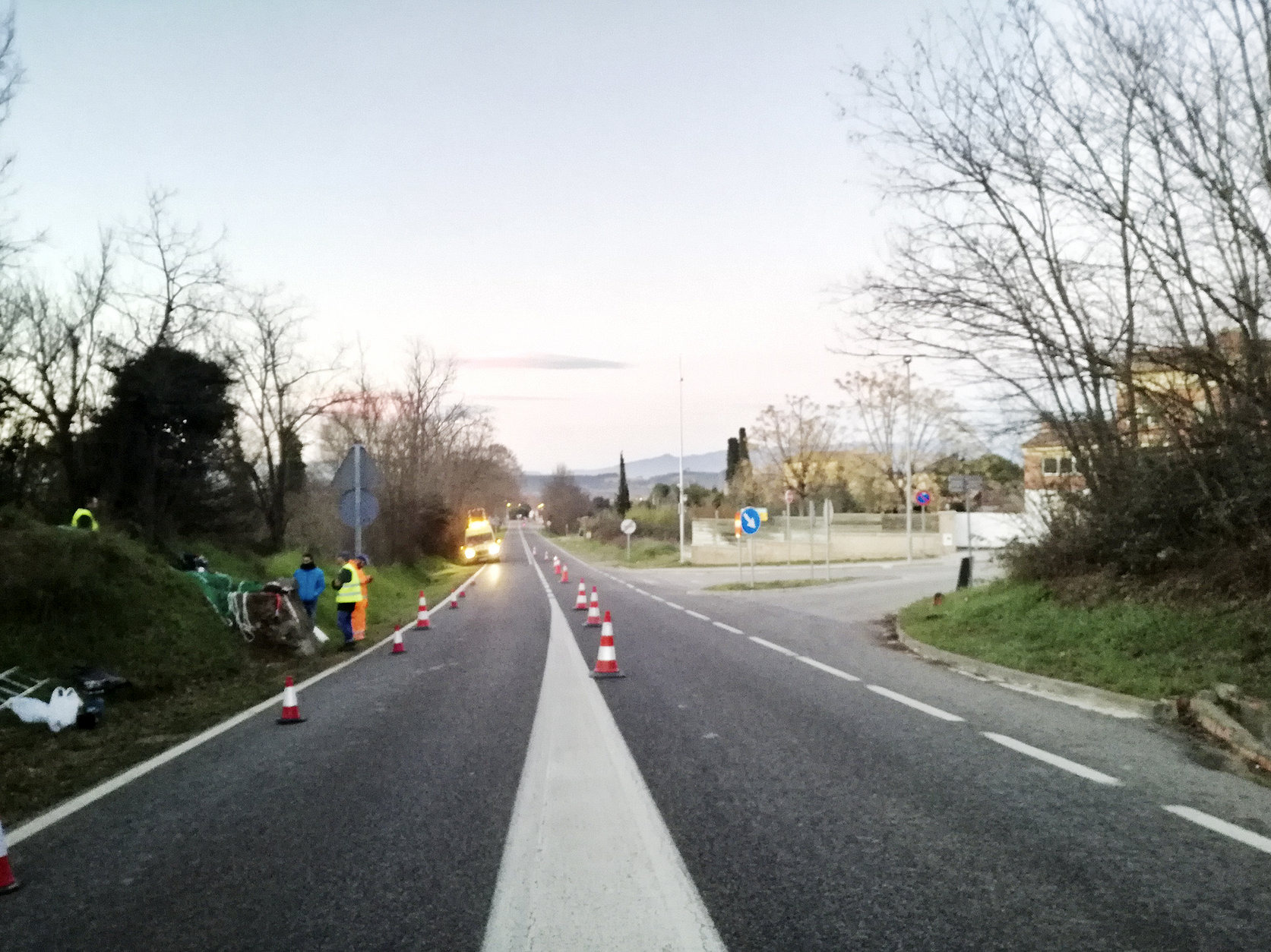 La carretera entre Vilanova i Vallromanes en una imatge d'arxiu