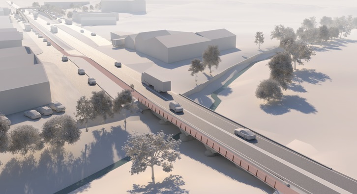 Imatge virtual de l'ampliació del pont de la riera del Pertegàs a la C-35 a Sant Celoni