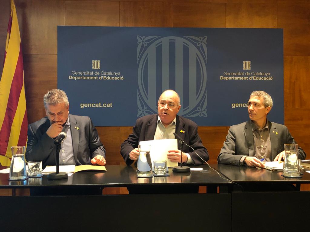 La presentació d'aquest matí del conseller Bargallíó i altres responsables del Departament