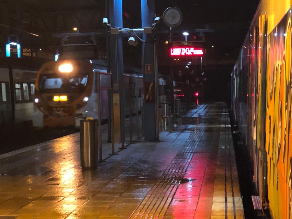 Imatge del tren aturat a l'estació de Vic