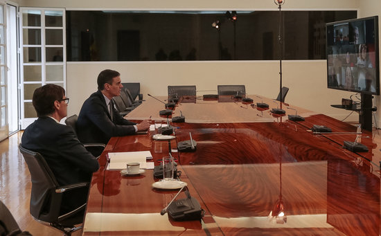 Reunió del Comitè de Gestió Tècnica de la crisi del covid-19, amb el president del govern espanyol, Pedro Sánchez, i el ministre de Sanitat, Salvador Illa
