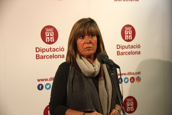 La presidenta de la Diputació de Barcelona, Núria Marín en roda de premsa l'11 de febrer